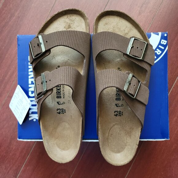 Birkenstock Arizona Suede Leather Embossed - Corduroy Dark Tea - Picture 1 of 7